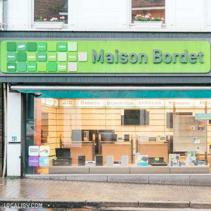 Façade du magasin d’électroménagers Maison Bordet à Chênée.