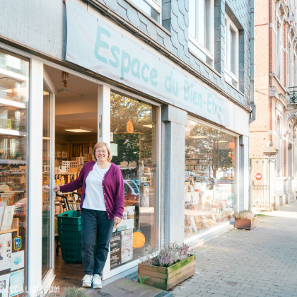 Façade du magasin Espace du Bien-Être à Spa, boutique spécialisée en produits bio et naturels.